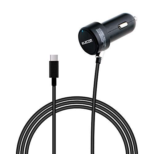エレコム カーチャージャー シガーソケット 12W Type-Cケーブル一体 1m ブラック MPA-CCC03BK | 