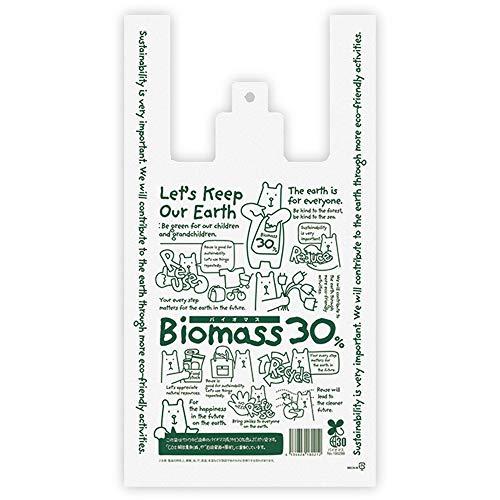 ヘッズ レジ袋 M 24×45×14cm 白 100枚 エコクマ バイオマス30 無料配布可 HEADS 30ECK-M | 