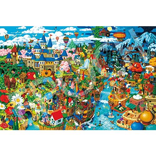 エポック社 1000ピース ジグソーパズル イラスト/アート 秋山正義 探して 世界のおとぎ話 (50×75cm) 12-602s のり付き ヘ | 