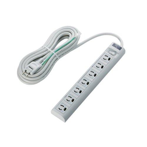 エレコム 電源タップ 3ピン 7個口 スイングプラグ 雷ガード 5m グレー T-T05-3750LG/RS | 