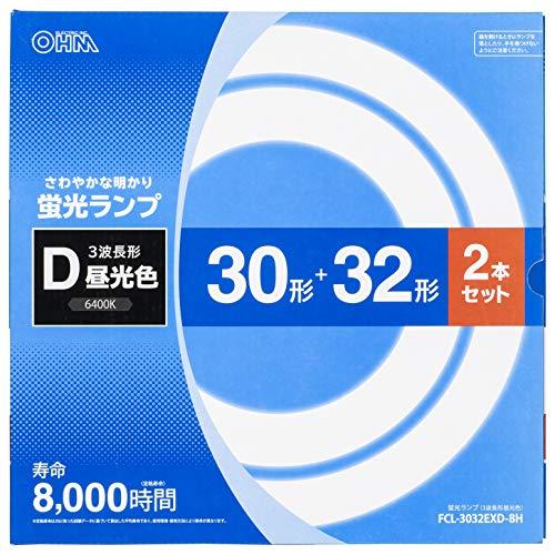 オーム電機 丸形蛍光ランプ 30形+32形 3波長形昼光色 2本セット FCL-3032EXD-8H 06-4524 OHM | 