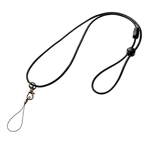 エレコム ストラップ ネックストラップ 携帯 スマホ 30cm-50cm長さ調節可能 手帳型ケースなどと合わせやすいソフトレザー 丸紐タイプ ブ | 