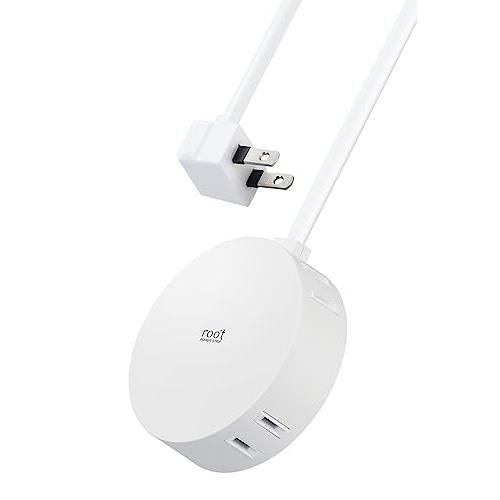 エレコム 電源タップ 見せるインテリア roo't(ルオット) 丸型 4個口 1.5m ホワイト AVT-D4-2415WH | 