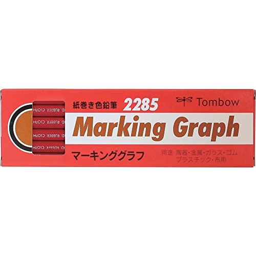 トンボ鉛筆 色鉛筆 紙巻き マーキンググラフ 赤 1ダース 2285-25 | 