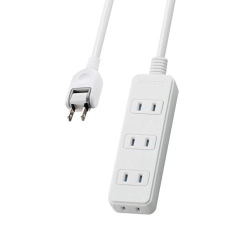 エレコム 電源タップ ほこり防止シャッター 4個口 2m ホワイト T-ST02N-2420WH | 