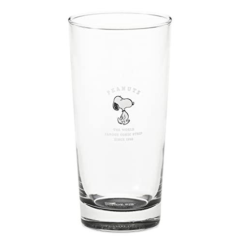 「 PEANUTS(ピーナッツ) 」 スヌーピー グラス ガラス タンブラー コップ L 約415ml シンプル ポイント ボトムカラー ブラッ | 