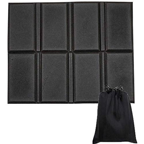 エピオス(Epios) 観戦グッズ 観戦用 クッション 座布団 携帯 便利 超軽量 折り畳み 超 スリム 断熱 ブラック サイズ使用時:33*2 | 