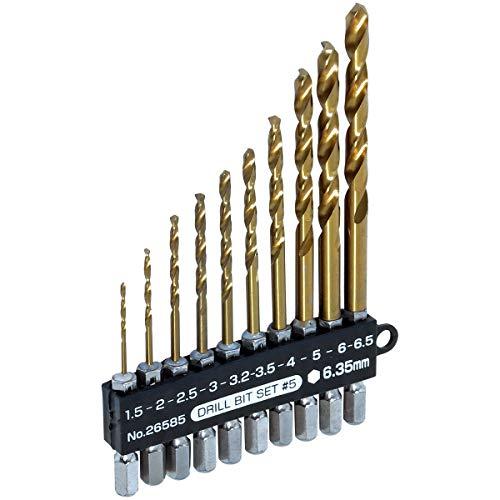 近与(KONYO) SUN UP ドリルビットセット 10本組 太径6.0mm6.5mm入 #5 (金属・金工) | 