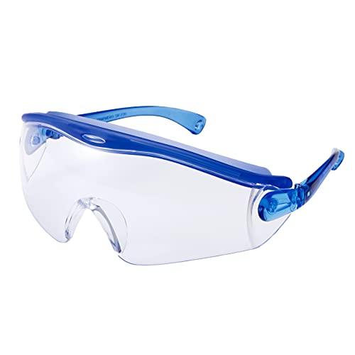 山本光学 YAMAMOTO SN-730 保護めがね 球面レンズ 上部クッションバー 角度調節 / 3段階 クリスタルブルー PET-AF(両面 | 