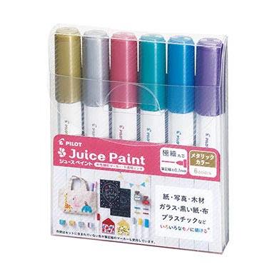 Pilot パイロット 水性顔料マーカー ジュースペイント 極細 メタリックカラー6色セット SJP-120EF-6CM | 