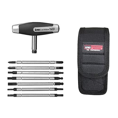 アネックス(ANEX) ドライバー 差替式 アクショングリップ 収納ケース付 ビット7本組 電気工事 No.3350 | 