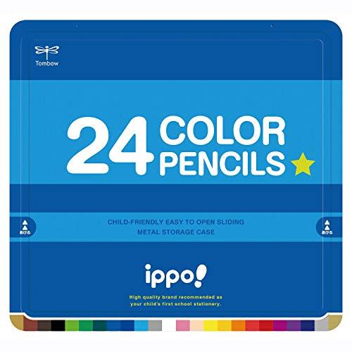 トンボ鉛筆 色鉛筆 ippo スライド缶入 24色 プレーン Blue CL-RPM0424C | 