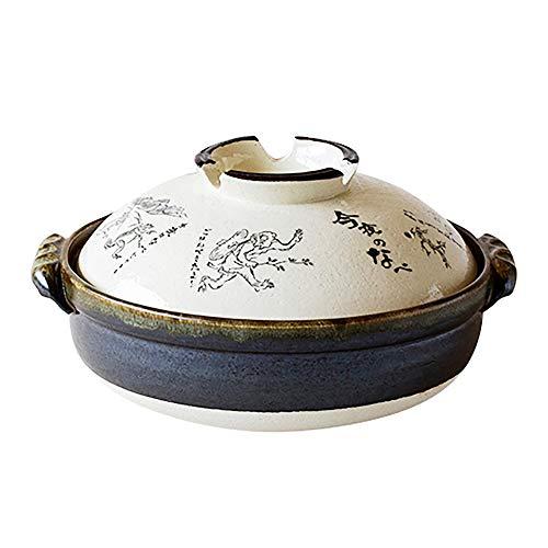 佐治陶器 萬古焼 土鍋 9号 鳥獣戯画 日本製 24-804 ホワイト 3200ml | 