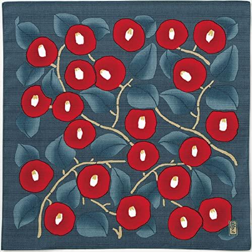 むす美 ふろしき チーフ 竹久夢二 つばき アオネズ 48cm 綿 | 