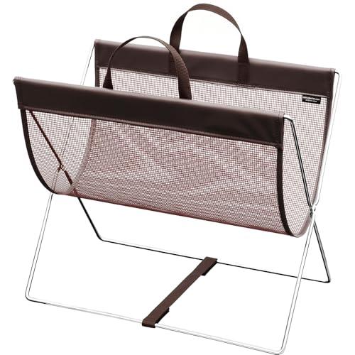 サキ 手荷物入れ セルフワゴン メッシュ×レザー調 PVC ブラウン R-358 | 