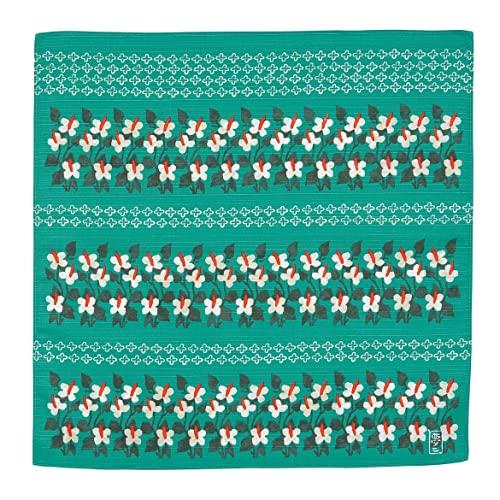 むす美 ふろしき チーフ 竹久夢二 四つ葉とどくだみ グリーン 48cm 綿 | 