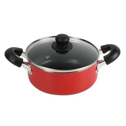 ベストコ IH 両手鍋 ガラス蓋付 20cm レッド ND-9459 キャセロール モデルナ | 