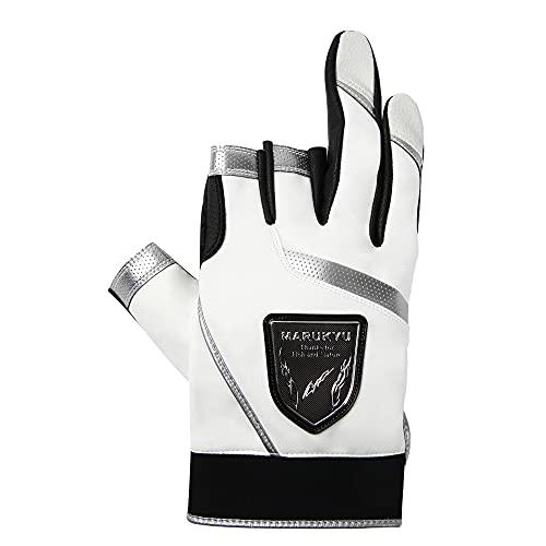 マルキュー フィッシンググローブＴＲ-０１ ３本切り Ｌホワイト/シルバー | 