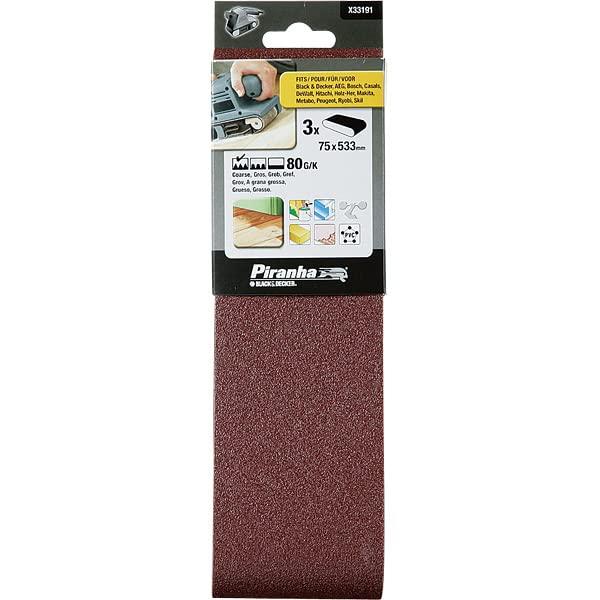 ブラックアンドデッカー サンディングベルト #80 3枚セット DIY 電動工具 研磨工具 サンダー KA3000用 X33191-XJ | 