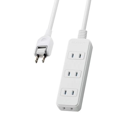 エレコム 電源タップ 4個口 スイングプラグ ほこり防止シャッター付 3m ホワイト T-TST02-22430WH | 