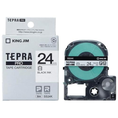 キングジム 純正 テプラPROテープカートリッジ 1個 24mm 白ラベル/黒文字 長さ8m SS24K | 
