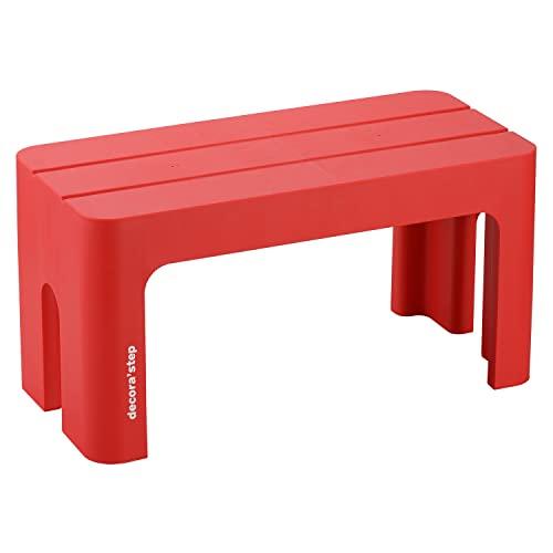サンカ デコラステップ 踏み台 昇降ステップ台 レッド トールL 高さ30cm 広い足のせ部分と滑り止め加工 インテリアになじむおしゃれでかわい | 