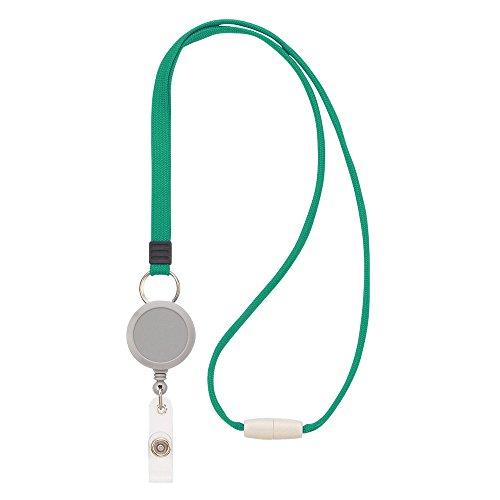 ライオン事務器 名札用ストラップ 80cm N-5P-G グリーン リール付 | 
