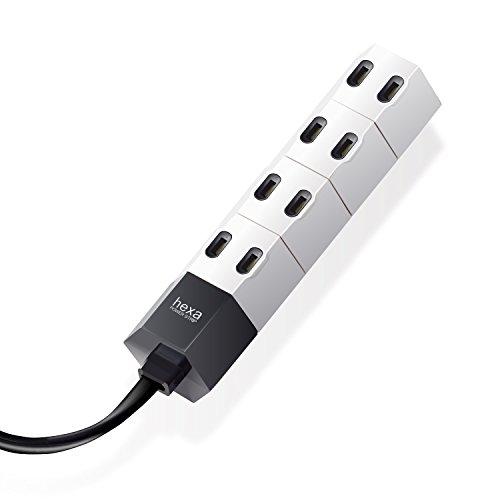 エレコム 電源タップ 回転式 hexa コンパクト 4個口 2m ホワイト T-HX7-2420WH | 