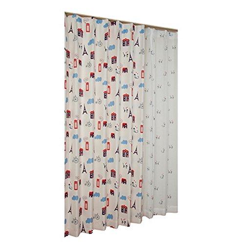 ユニベール ねこ柄ドレープ&ねこ柄レースカーテンセット にゃんゼリーゼ ミックス 幅100×丈178cm 4枚組 | 