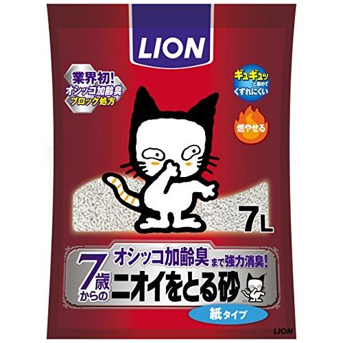 ライオン (LION) ニオイをとる砂 猫砂 紙タイプ 7歳以上猫用 7L×7袋 (ケース販売) | 
