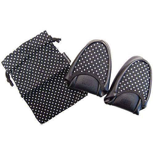 スリッパ水玉 ブラック (二つ折り 巾着付き 女性用 約23.5~24.5cm) 3511 | 