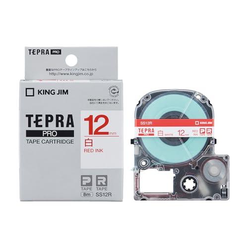 純正 キングジム(Kingjim) テプラPROテープカートリッジ 12mm 白ラベル/赤文字 長さ8m SS12R | 