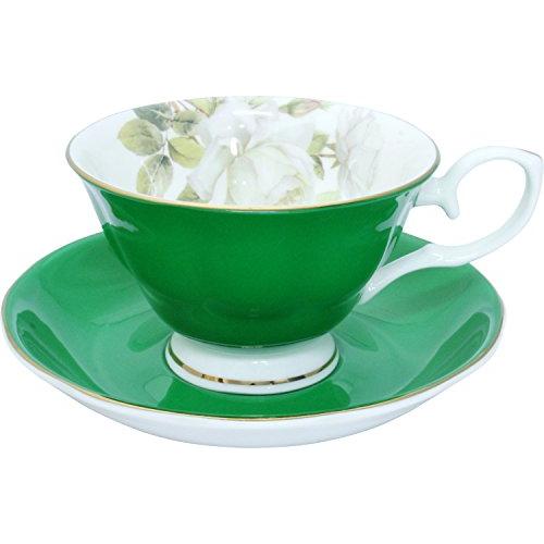 ロイヤルアーデン コーヒーカップ 240ml バラ柄 ボーンチャイナ カップ&ソーサー グリーン 37141 | 