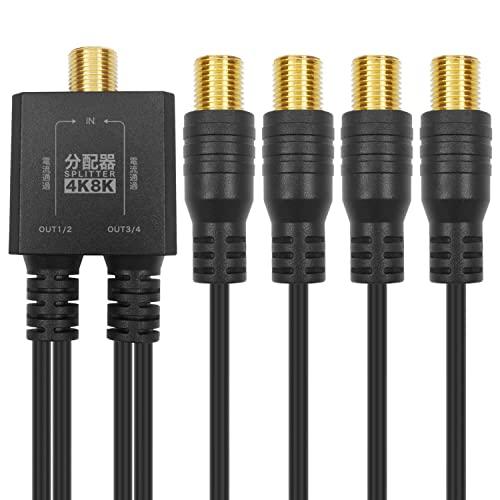 ホーリック アンテナ4分配器 4K8K放送(3224MHz)/BS/CS/地デジ/CATV 対応 極細ケーブル一体型 10cm ブラック F型接 | 