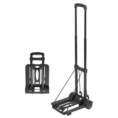 エツミ キャリーカート 折りたたみ トローリー005 軽量 コンパクト 2輪 耐荷重35kg キャリーベルト一体型 固定用ゴムロープ ブラック | 