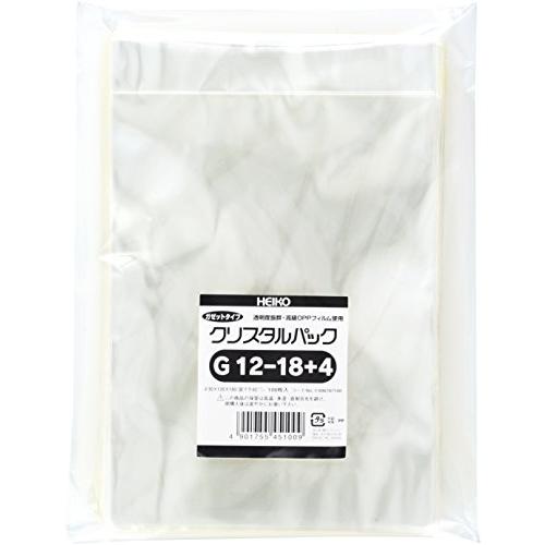 シモジマ ヘイコー 透明 OPP袋 クリスタルパック 底マチ付 12×18cm 100枚 G12-18+4 厚0.03×幅120×高180+ガゼ | 