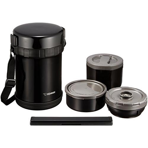 象印マホービン(ZOJIRUSHI) 保温弁当箱 ステンレス ランチジャー 茶碗 約3杯分 約 1.2合 電子レンジ 対応 ブラック SL-GH | 