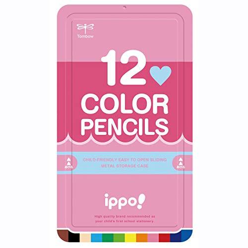 トンボ(Tombow) 鉛筆 色鉛筆 ippo スライド缶入 12色 プレーン Pink CL-RPW0412C | 