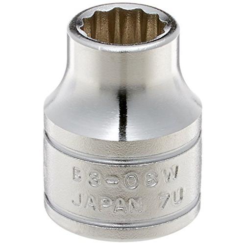 京都機械工具(KTC) ソケット 12角 B308W 対辺寸法:8×差込角:9.5×全長:22mm 1個 | 