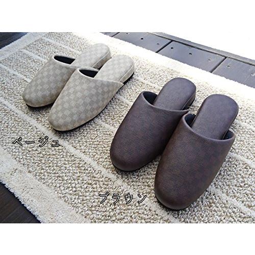 センコー FEELFOOT チェッカー 合皮製 スリッパ 約 26.5cm ブラウン 抗菌 拭くだけ手入れ 来客 備品 78070 | 