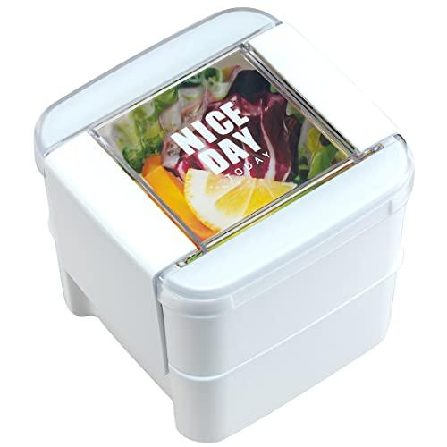 岩崎工業 弁当箱 ランチボックス スクエア 2段 680ml ホワイト イージーケア | 