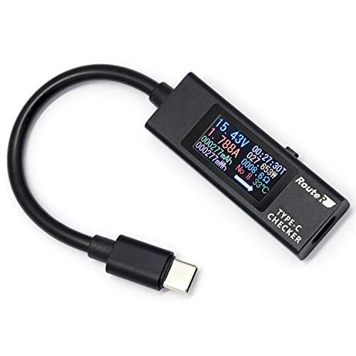 ルートアール 双方向・メタル筐体・多機能表示 USB Type-C電圧・電流チェッカー （ケーブル付きモデル） RT-TC5VABK | 