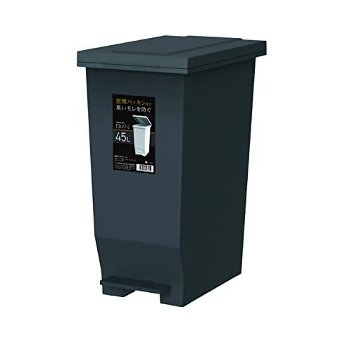 アスベル フタ付きゴミ箱 キッチン 45L エバンMP密閉ペダル しっかり密閉 黒 ニオイ漏れ防ぐ A6302 | 