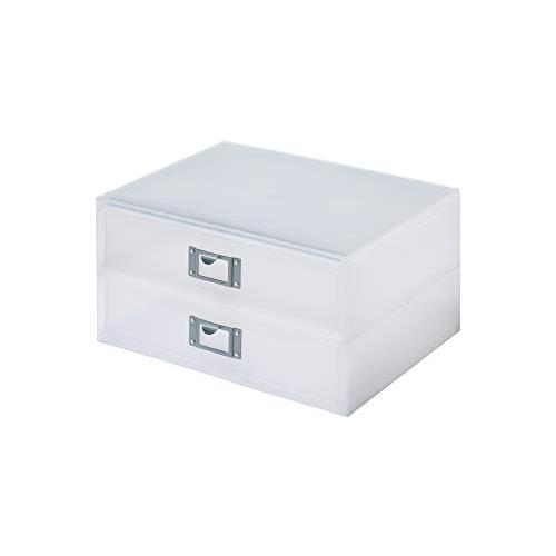 ライクイット (like-it) 収納ボックス 玄関収納 下駄箱 引き出し収納ケース 2段 約幅33.7x奥27.7x高18.5cm ホワイト | 