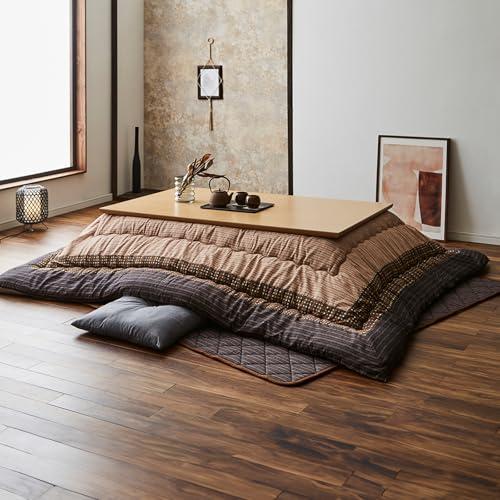 イケヒコ ゆかり ふわふわで暖かい 上品な雰囲気を作れるこたつ布団 長方形 205×285cm しじら織生地 ブラウン ぬくぬく暖かい中綿を使用 | 