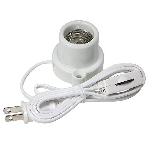 エルパ(ELPA) コード付ソケット ( 口金 E26 / 1.5m / ホワイト) 中間スイッチ付 (KP-M2615H(W)) | 