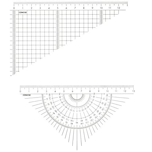 コンサイス 定規 カラー三角定規セット 15cm クリア 118411 | 