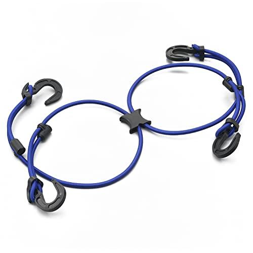 デイトナ(Daytona) バイク用 荷台 ゴムひも 長さ調整式 ストレッチ コード&フック エックスタイプ(1m×2) ブルー 73403 | 