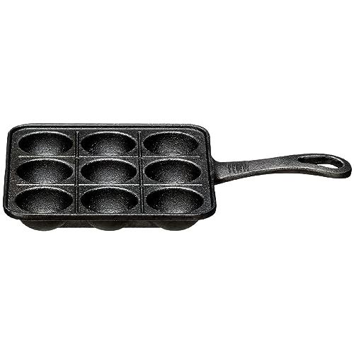 イシガキ産業 鉄鋳物 たこ焼き 9穴片手 3963 ブラック 幅16×奥行26.5×高さ3.2cm | 