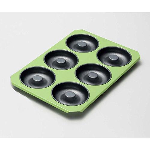 タイガークラウン ドーナツ型 緑 202×302×20mm G.ドーナツ型 6P スチール フッ素樹脂2コート 焼きドーナツ 3812 | 